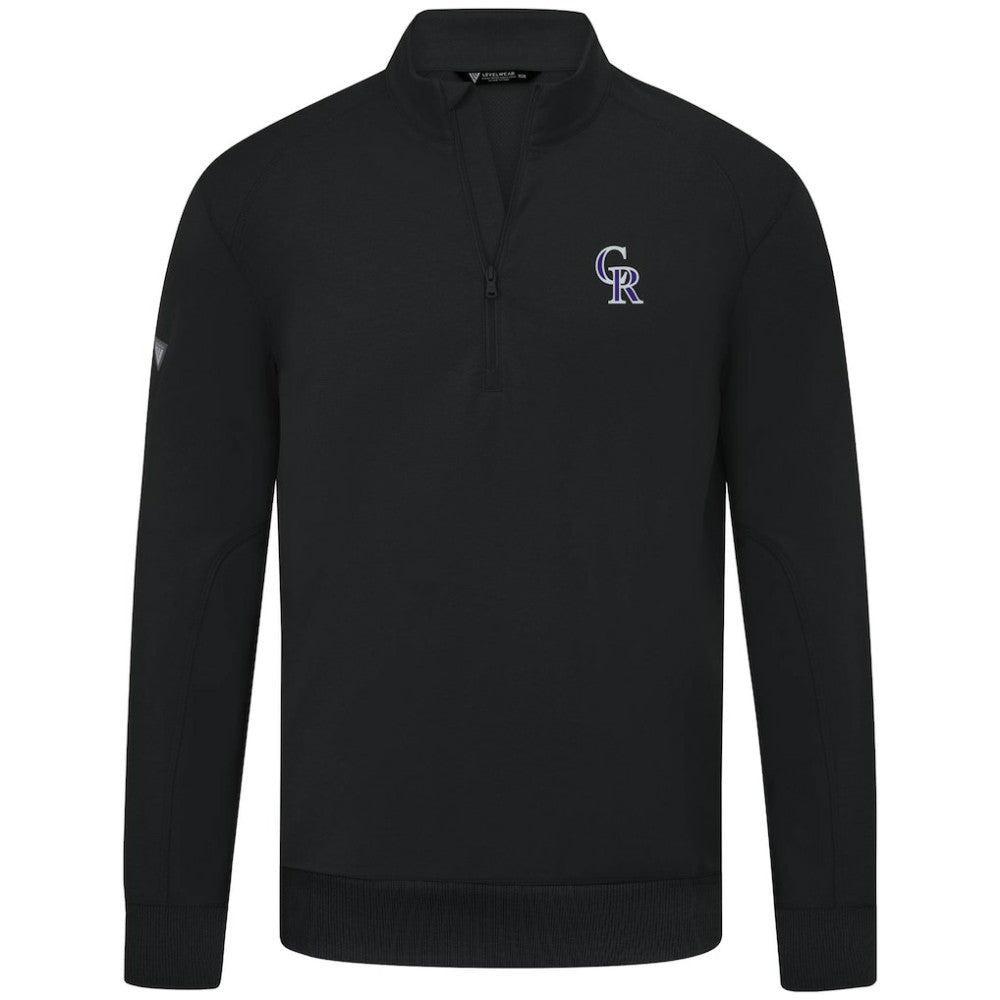 Colorado Rockies Levelwear Upright Insignia Tri-Blend Quarter-Zip Pullover - Black - MLB Sale