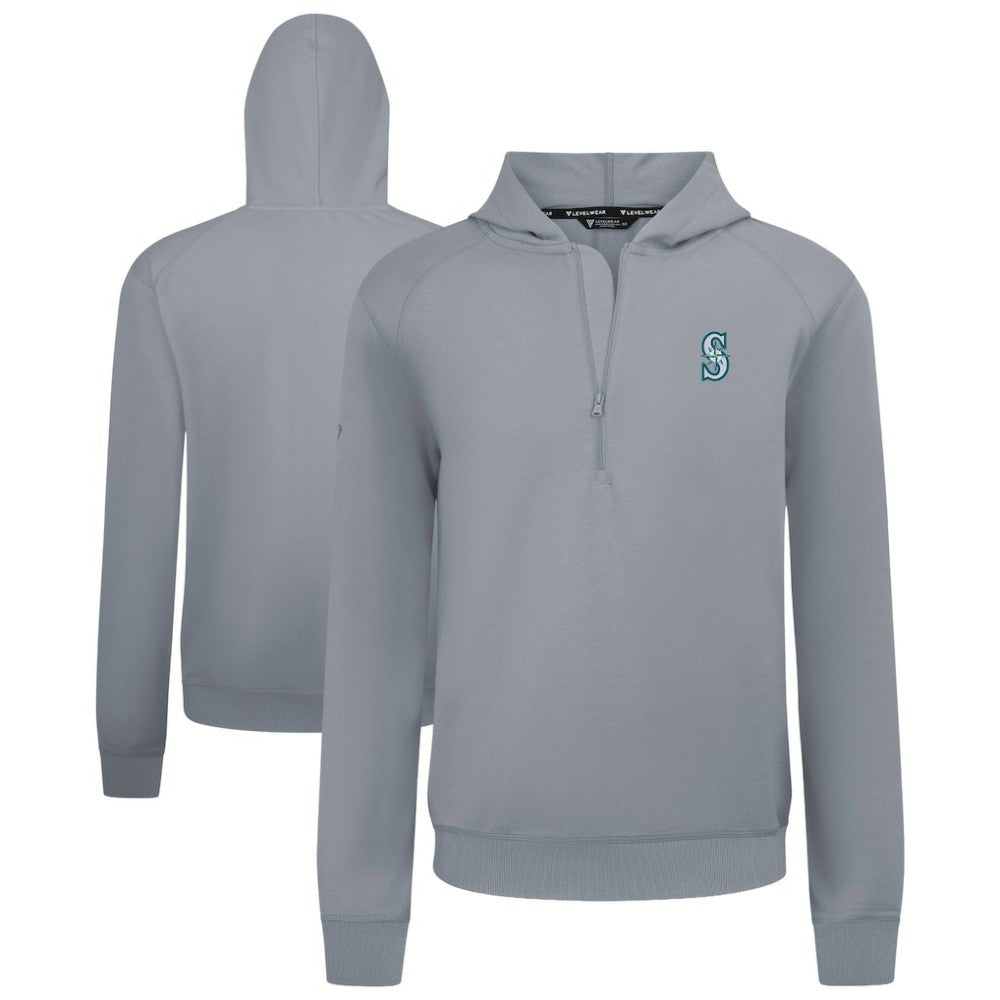 Seattle Mariners Levelwear Technic Insignia Quarter-Zip Hoodie - Gray - MLB Lifestyle