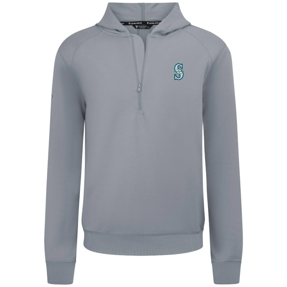Seattle Mariners Levelwear Technic Insignia Quarter-Zip Hoodie - Gray - MLB Lifestyle