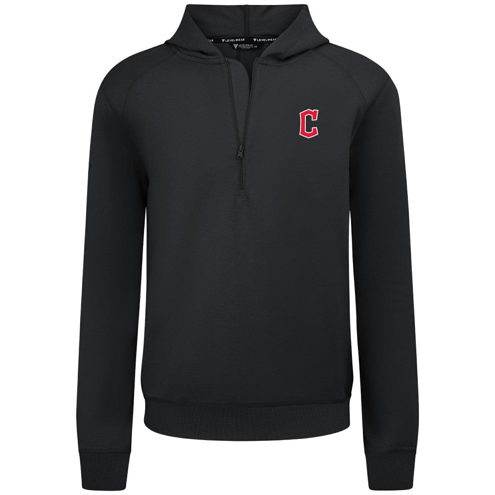 Cleveland Guardians Levelwear Technic Insignia Quarter-Zip Hoodie - Black - MLB Lifestyle