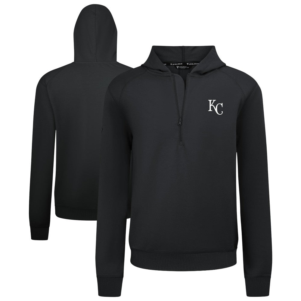 Kansas City Royals Levelwear Technic Insignia Quarter-Zip Hoodie - Black - MLB Discount