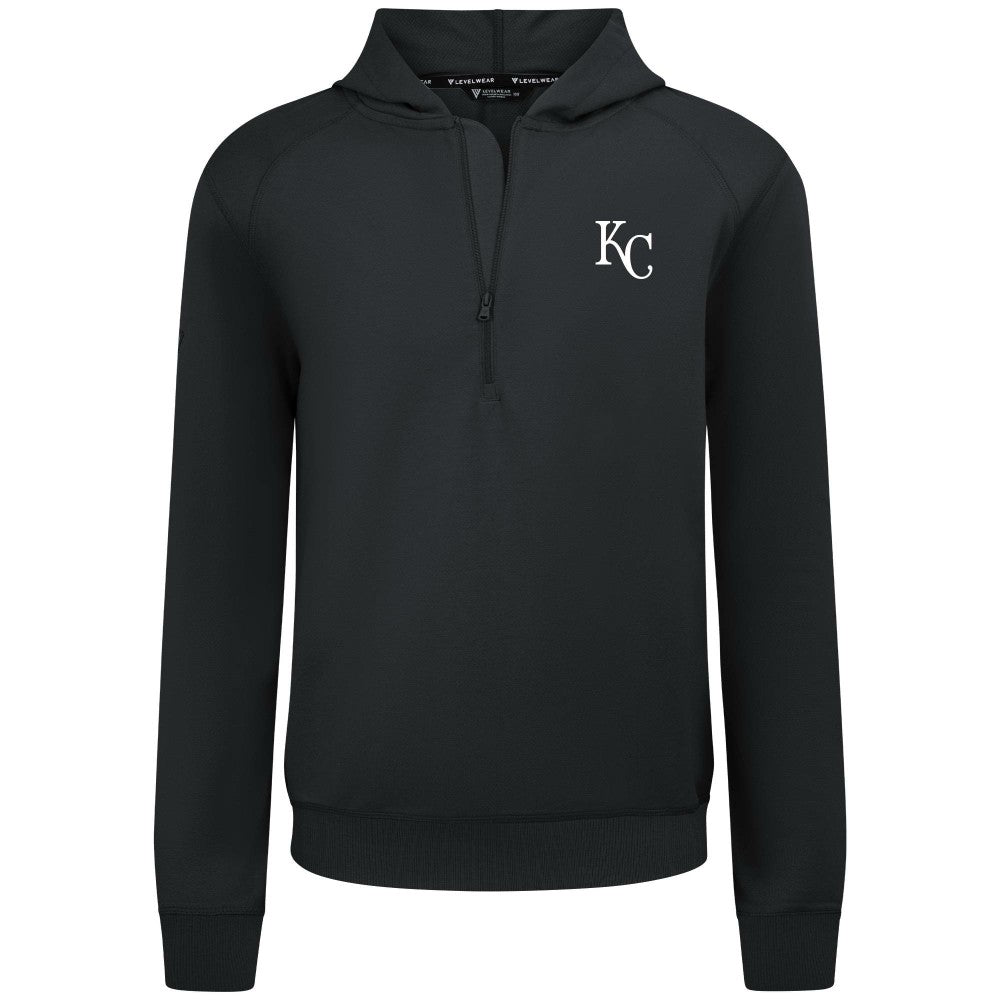 Kansas City Royals Levelwear Technic Insignia Quarter-Zip Hoodie - Black - MLB Discount