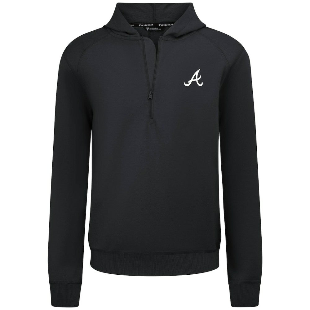 Atlanta Braves Levelwear Technic Insignia Quarter-Zip Hoodie - Black - MLB Lifestyle