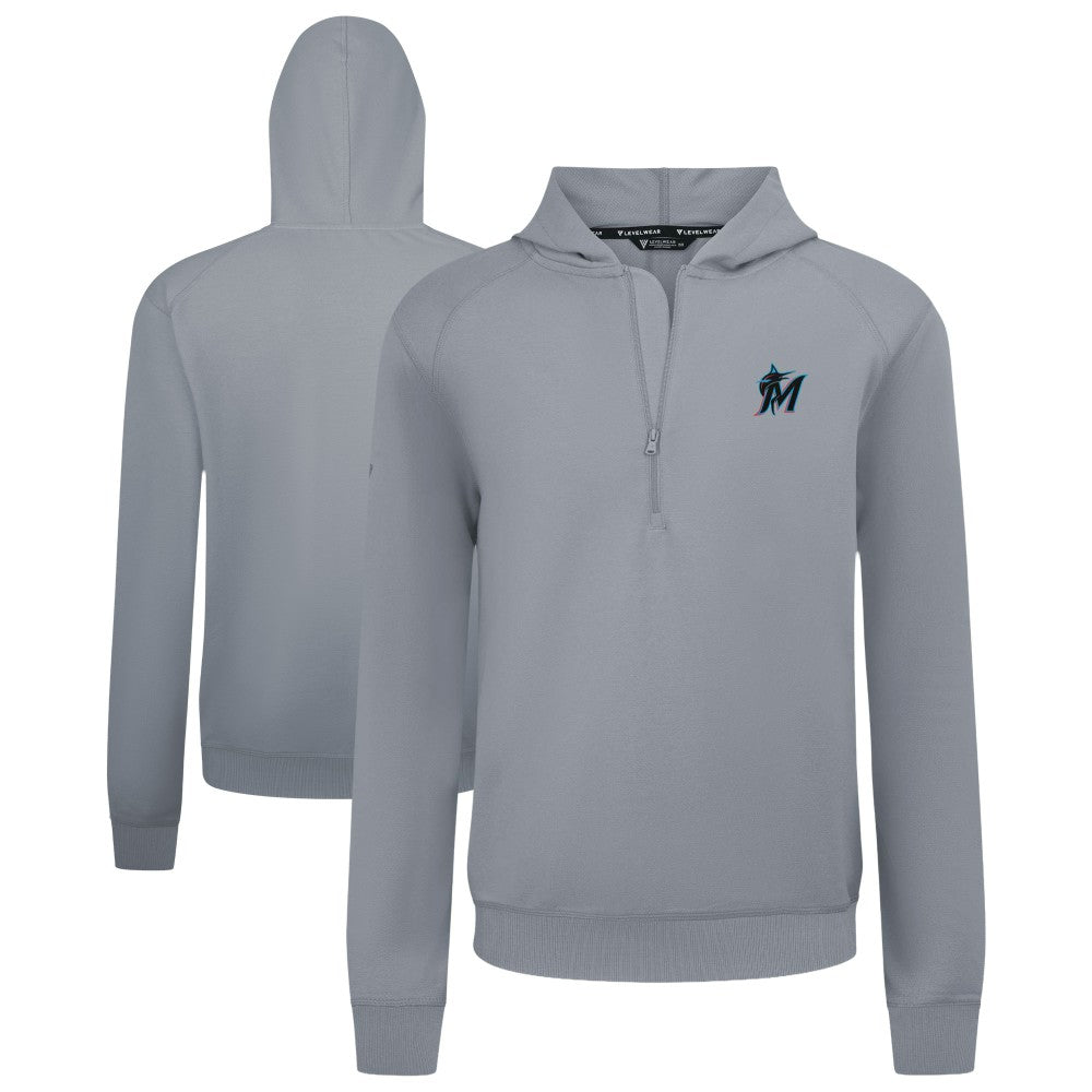 Miami Marlins Levelwear Technic Insignia Quarter-Zip Hoodie - Gray - MLB Discount