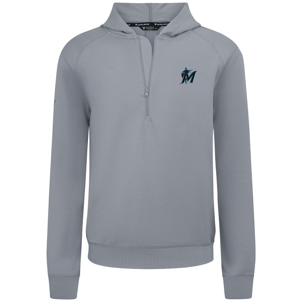 Miami Marlins Levelwear Technic Insignia Quarter-Zip Hoodie - Gray - MLB Discount