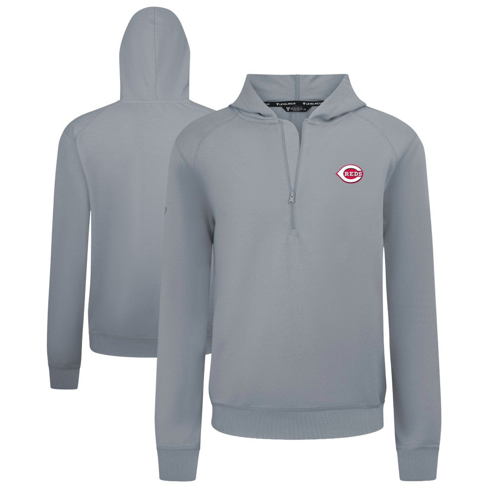Cincinnati Reds Levelwear Technic Insignia Quarter-Zip Hoodie - Gray - MLB on Sale