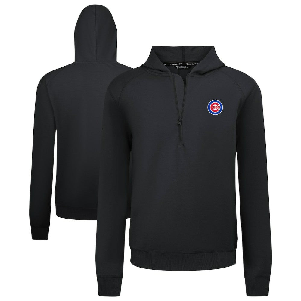 Chicago Cubs Levelwear Technic Insignia Quarter-Zip Hoodie - Black - MLB Lifestyle