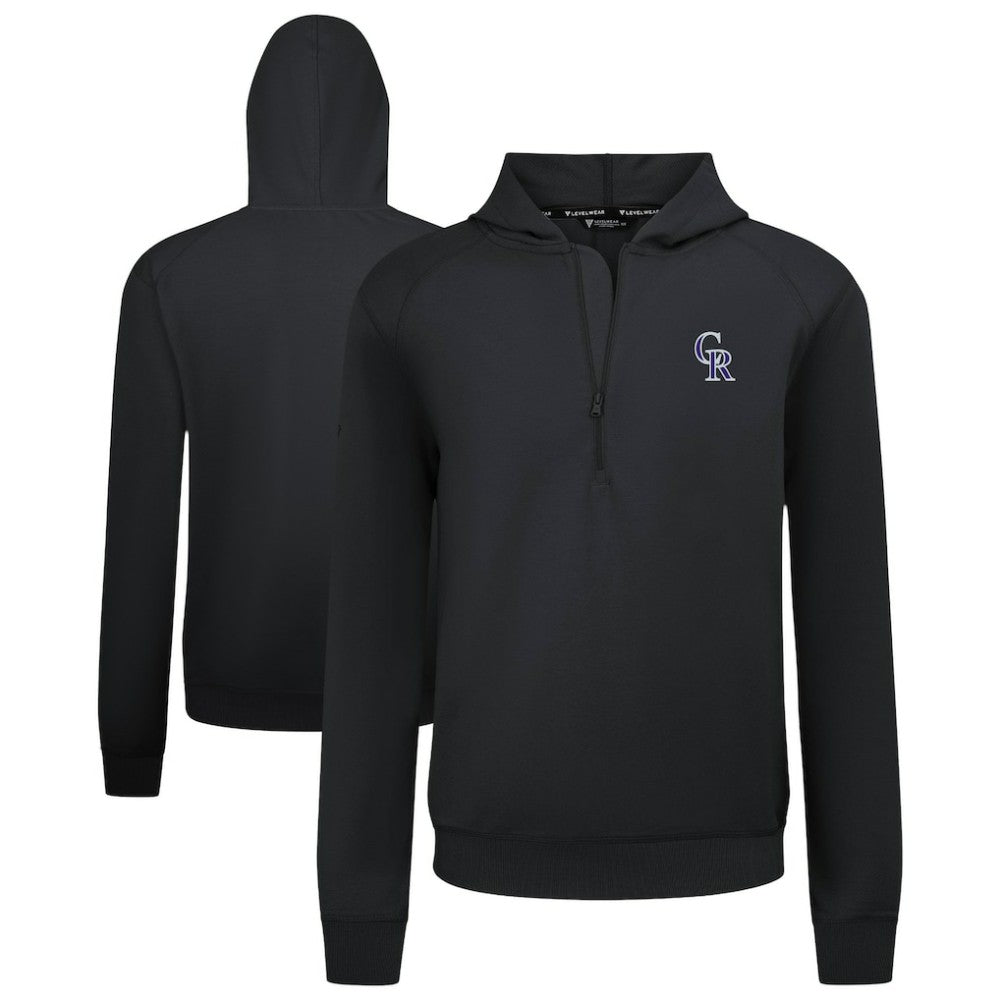 Colorado Rockies Levelwear Technic Insignia Quarter-Zip Hoodie - Black - MLB Lifestyle