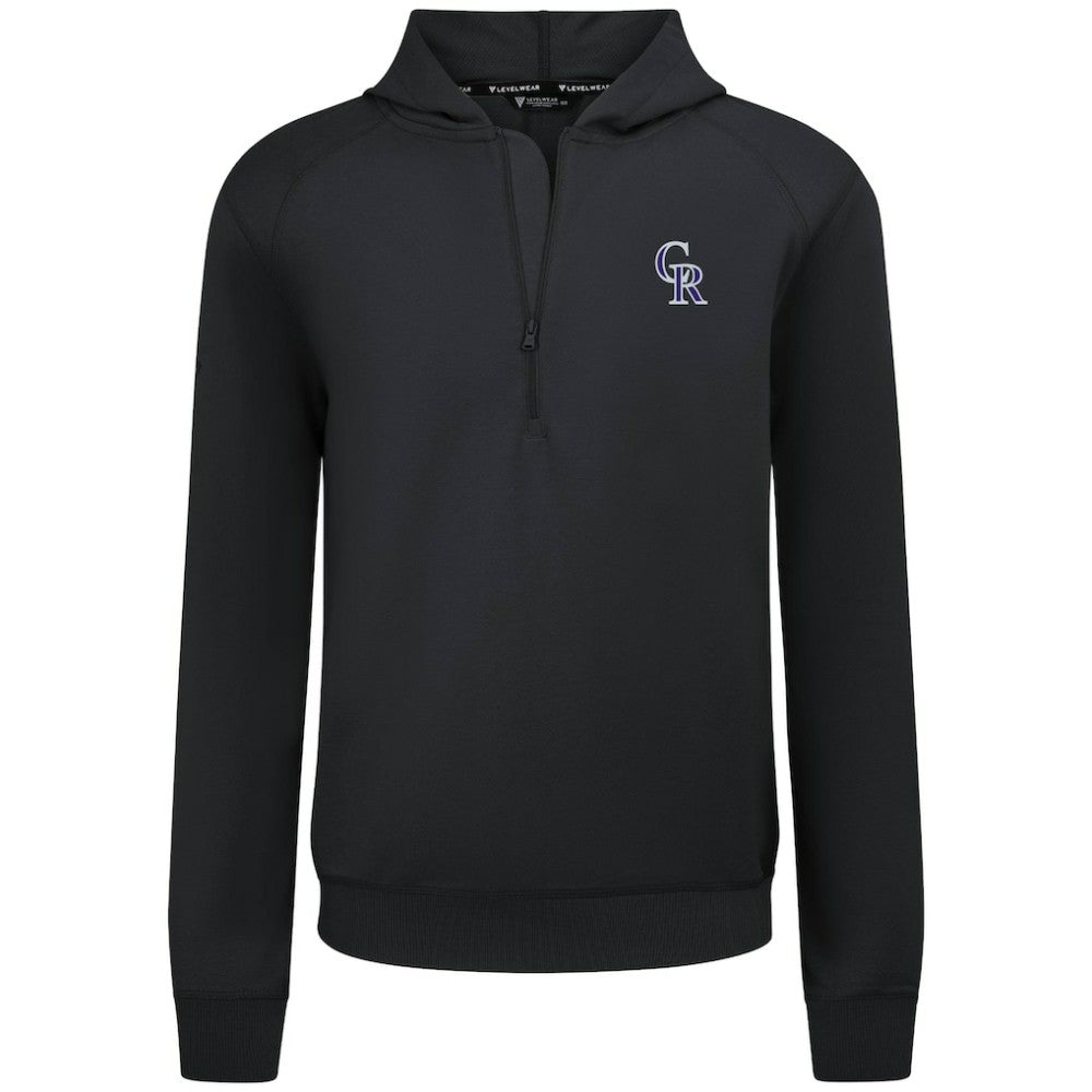 Colorado Rockies Levelwear Technic Insignia Quarter-Zip Hoodie - Black - MLB Lifestyle