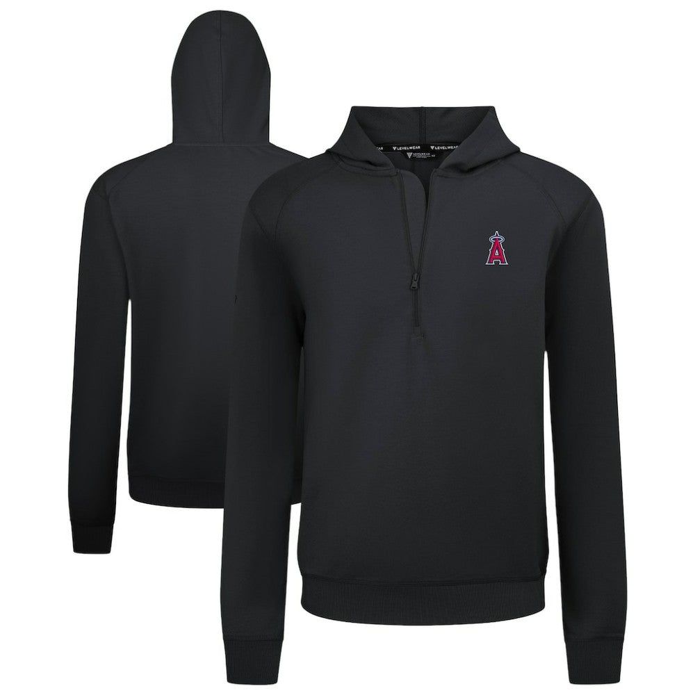 Los Angeles Angels Levelwear Technic Insignia Quarter-Zip Hoodie - Black - MLB Discount