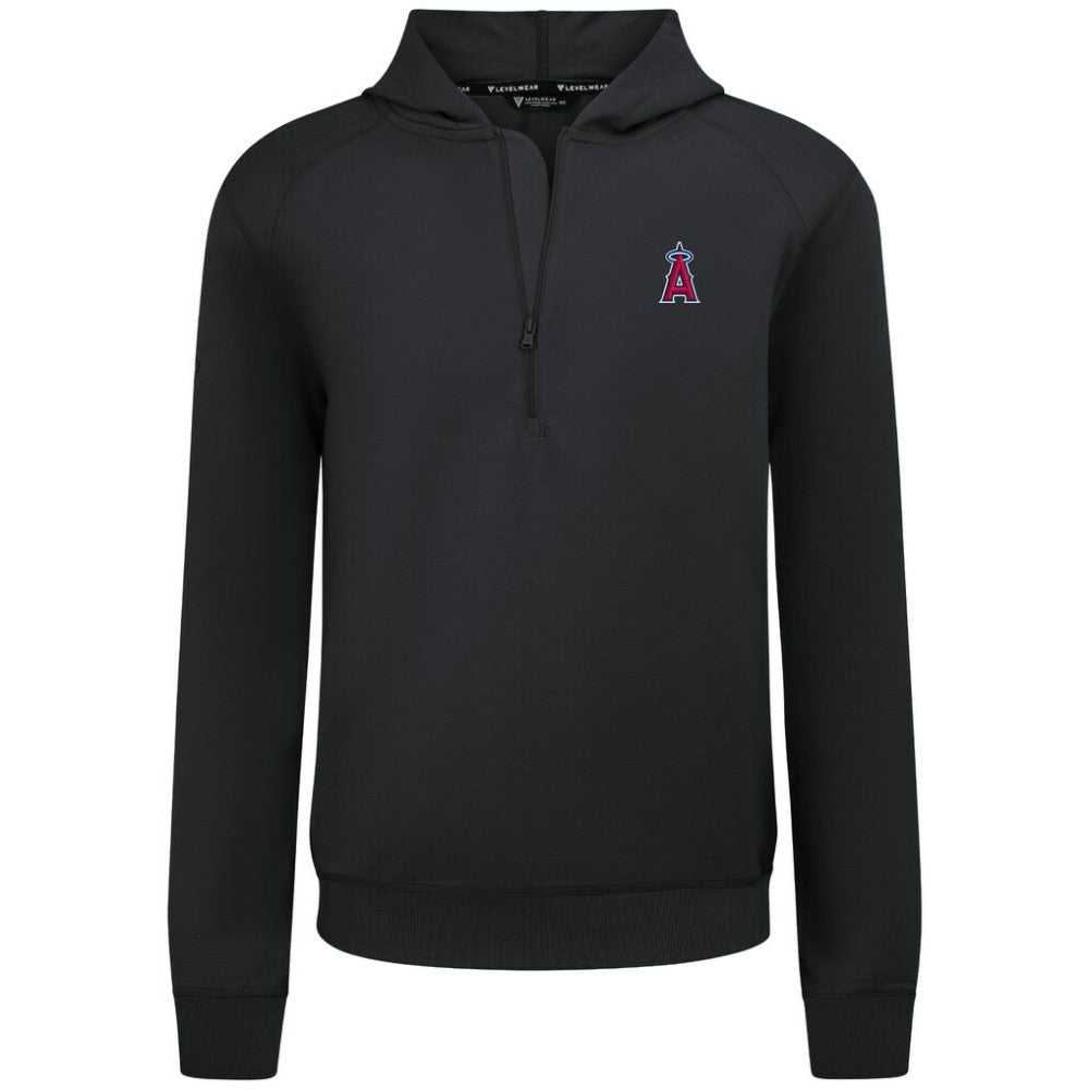 Los Angeles Angels Levelwear Technic Insignia Quarter-Zip Hoodie - Black - MLB Discount