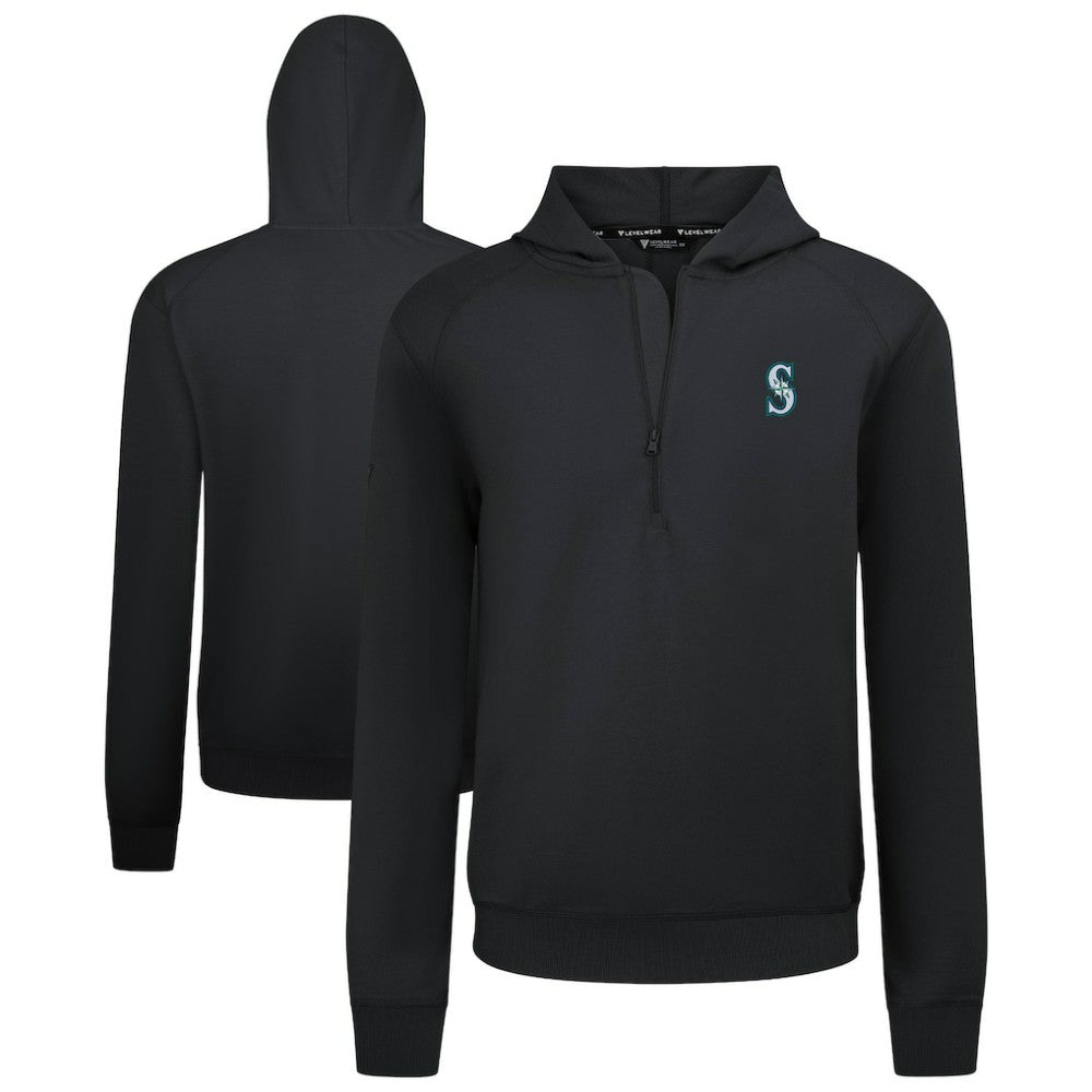 Seattle Mariners Levelwear Technic Insignia Quarter-Zip Hoodie - Black - MLB Discount