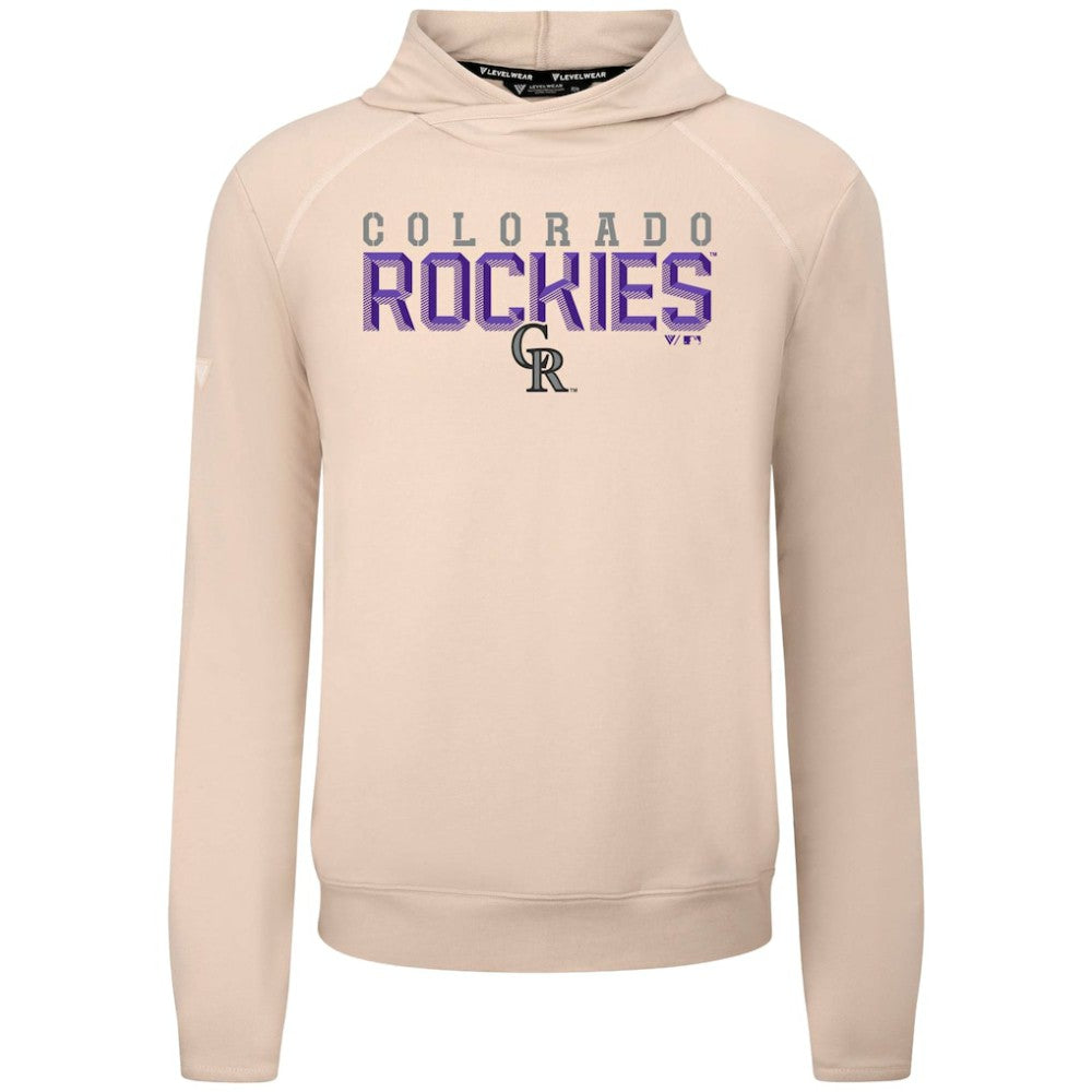 Colorado Rockies Levelwear Mandate Carve Tri-Blend Hoodie - Khaki - MLB Discount