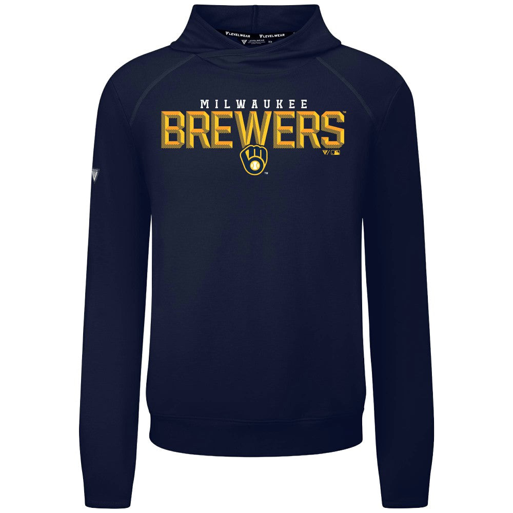 Milwaukee Brewers Levelwear Mandate Carve Tri-Blend Hoodie - Navy - MLB Lifestyle