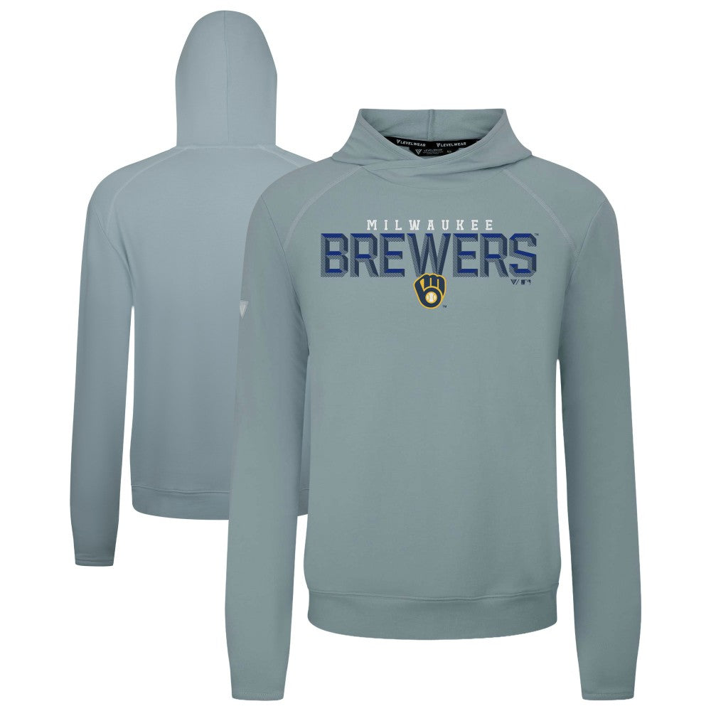 Milwaukee Brewers Levelwear Mandate Carve Tri-Blend Hoodie - Gray - MLB Lifestyle
