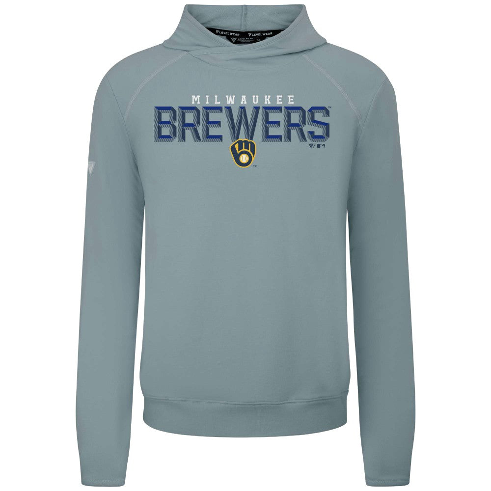 Milwaukee Brewers Levelwear Mandate Carve Tri-Blend Hoodie - Gray - MLB Lifestyle