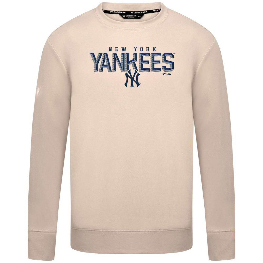 New York Yankees Levelwear Mandate Carve Tri-Blend Sweatshirt - Khaki - MLB on Sale