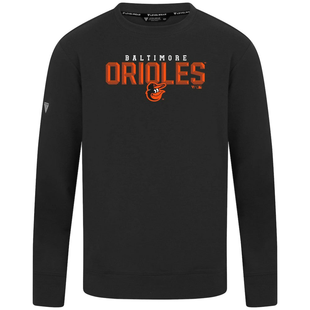 Baltimore Orioles Levelwear Mandate Carve Tri-Blend Sweatshirt - Black - MLB Discount