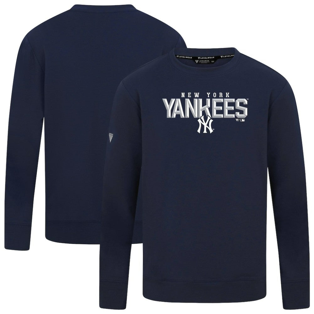New York Yankees Levelwear Mandate Carve Tri-Blend Sweatshirt - Navy - MLB Lifestyle