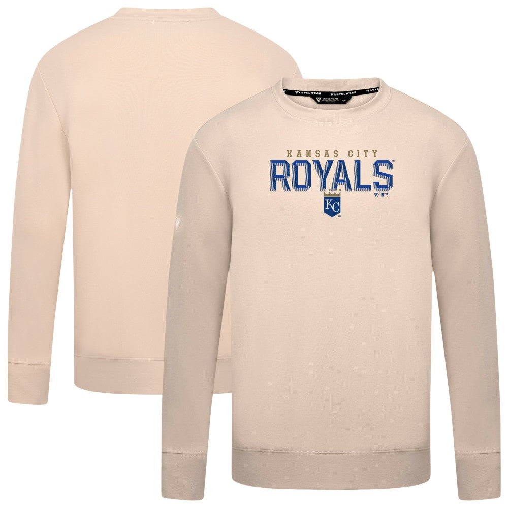 Kansas City Royals Levelwear Mandate Carve Tri-Blend Sweatshirt - Khaki - MLB Lifestyle