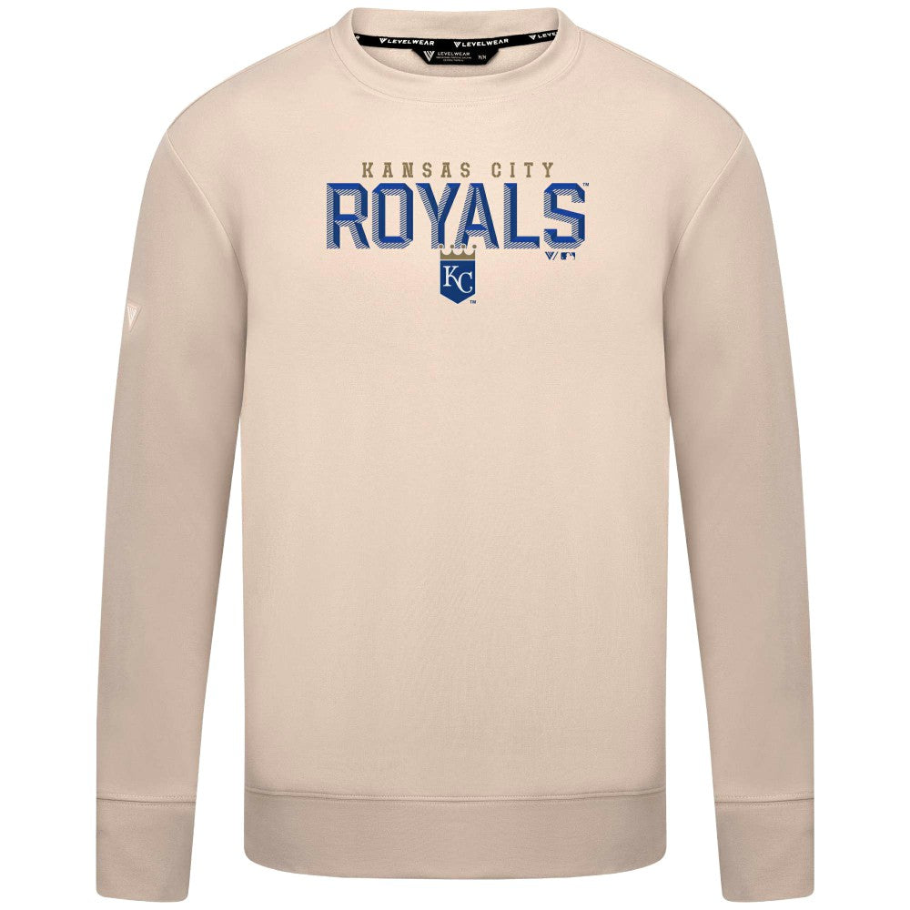 Kansas City Royals Levelwear Mandate Carve Tri-Blend Sweatshirt - Khaki - MLB Lifestyle