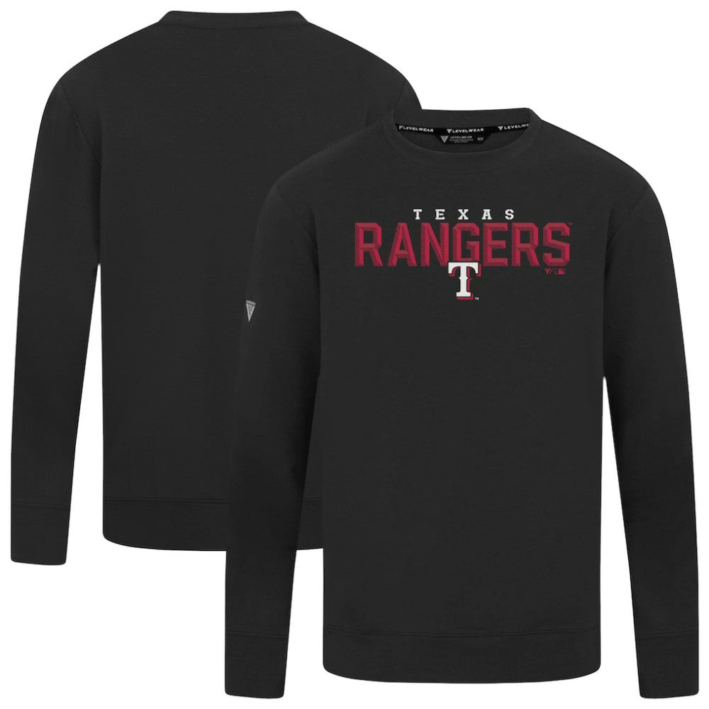 Texas Rangers Levelwear Mandate Carve Tri-Blend Sweatshirt - Black - MLB on Sale