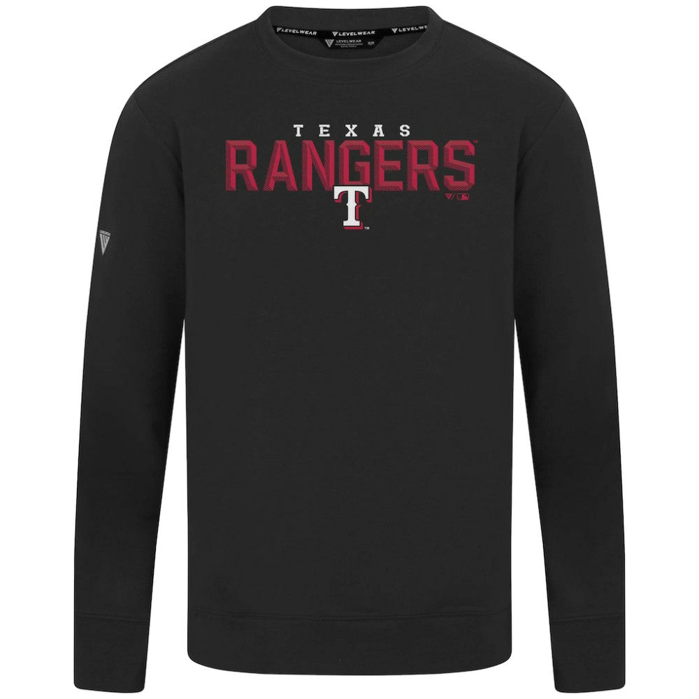Texas Rangers Levelwear Mandate Carve Tri-Blend Sweatshirt - Black - MLB on Sale