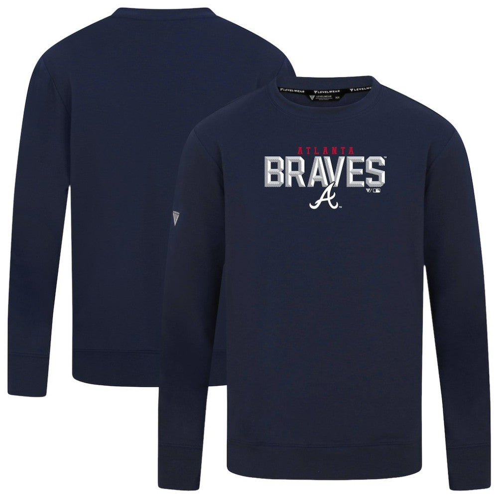 Atlanta Braves Levelwear Mandate Carve Tri-Blend Sweatshirt - Navy - MLB Sale