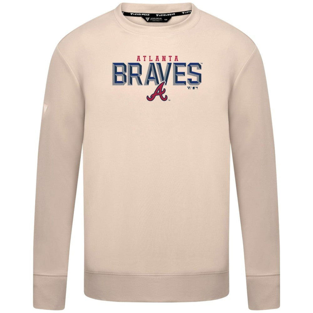 Atlanta Braves Levelwear Mandate Carve Tri-Blend Sweatshirt - Khaki - MLB on Sale