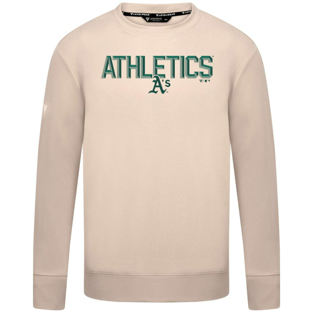 Athletics Levelwear Mandate Carve Tri-Blend Sweatshirt - Khaki - MLB Discount