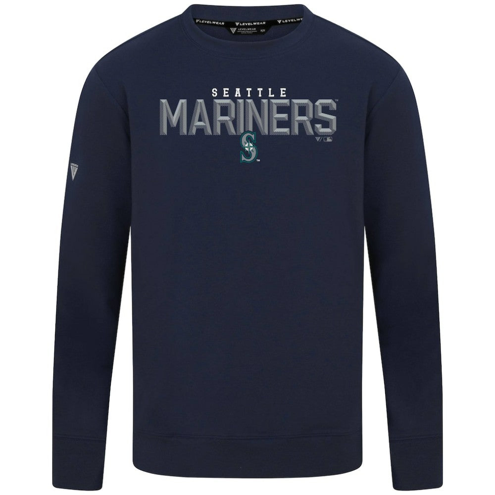 Seattle Mariners Levelwear Mandate Carve Tri-Blend Sweatshirt - Navy - MLB Lifestyle