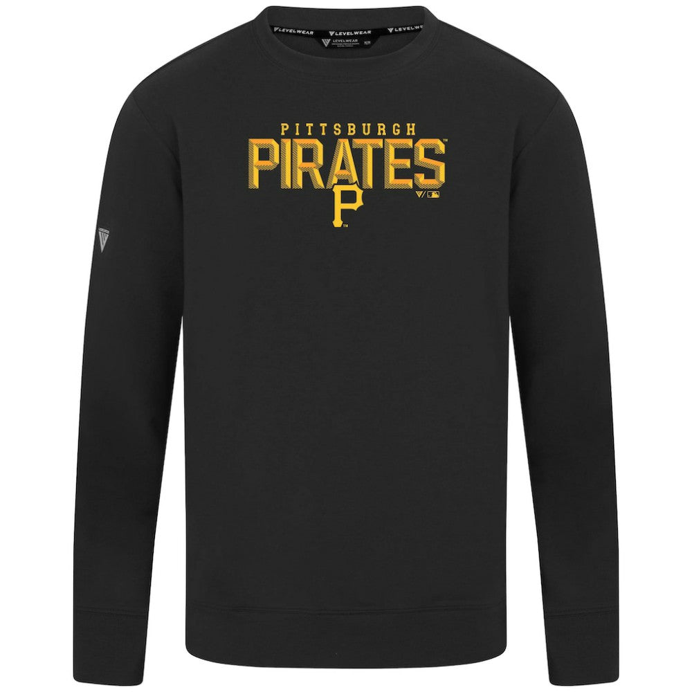 Pittsburgh Pirates Levelwear Mandate Carve Tri-Blend Sweatshirt - Black - MLB Lifestyle