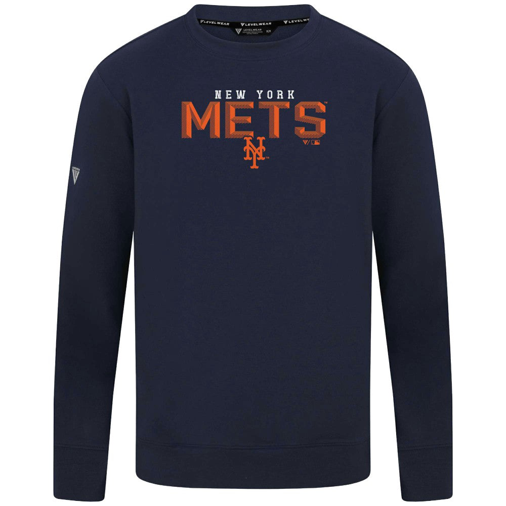 New York Mets Levelwear Mandate Carve Tri-Blend Sweatshirt - Navy - MLB Lifestyle