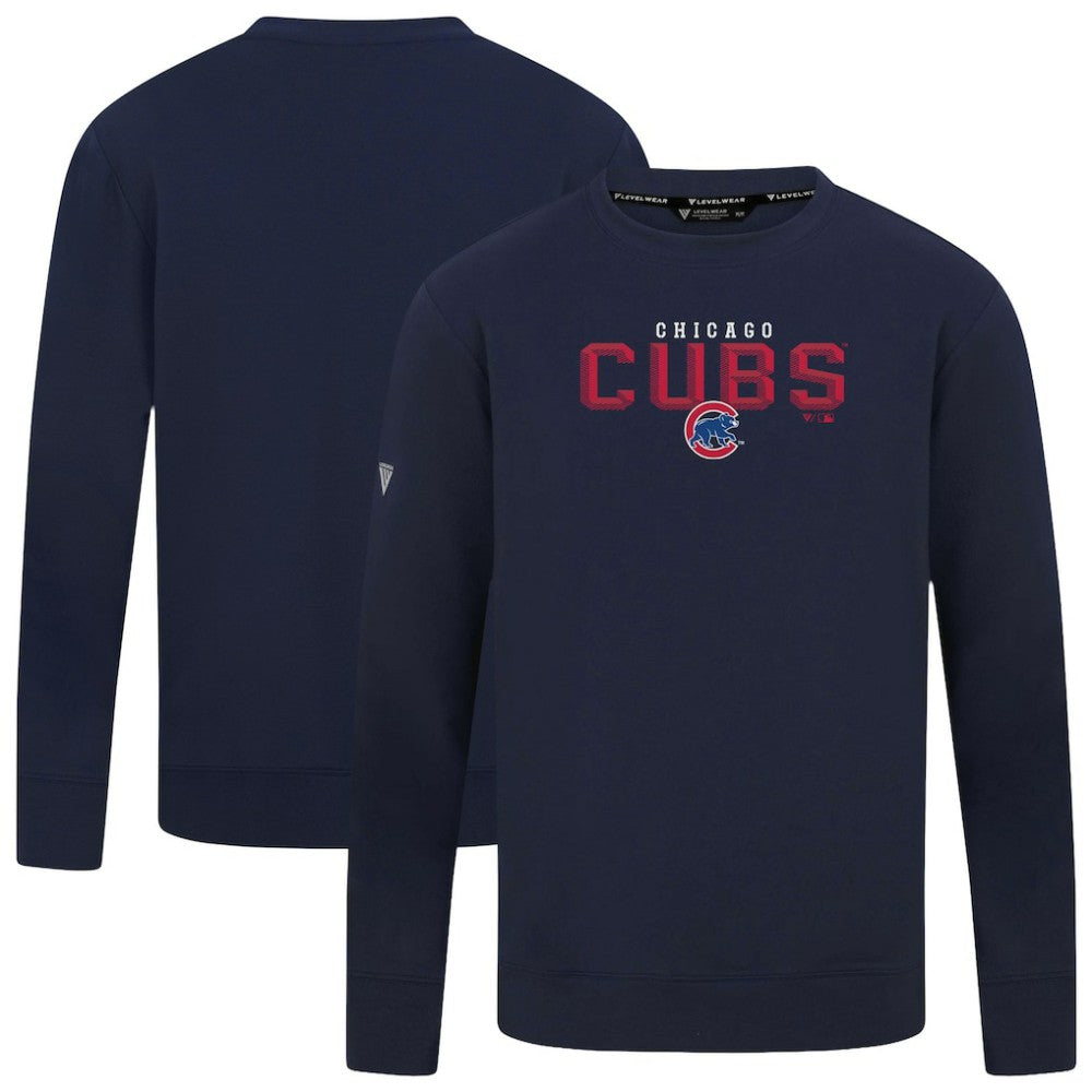 Chicago Cubs Levelwear Mandate Carve Tri-Blend Sweatshirt - Navy - MLB Discount
