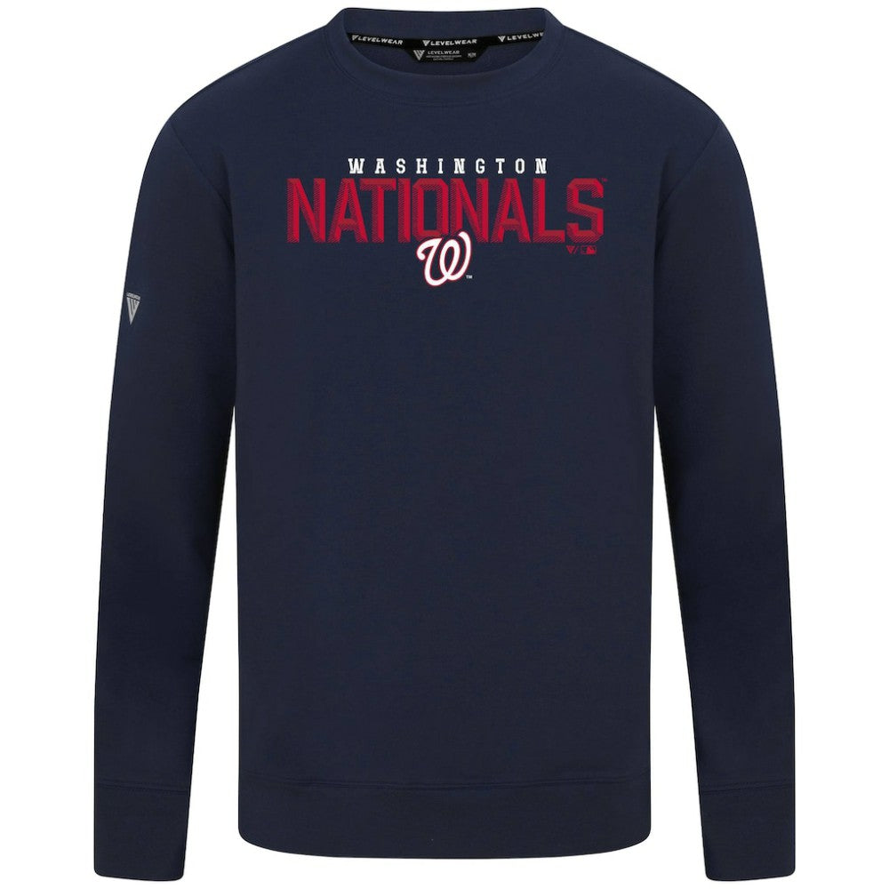 Washington Nationals Levelwear Mandate Carve Tri-Blend Sweatshirt - Navy - MLB Discount