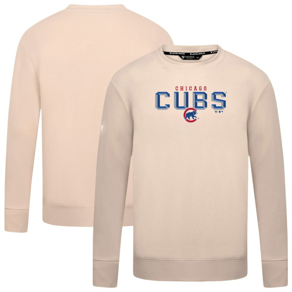 Chicago Cubs Levelwear Mandate Carve Tri-Blend Sweatshirt - Khaki - MLB Sale