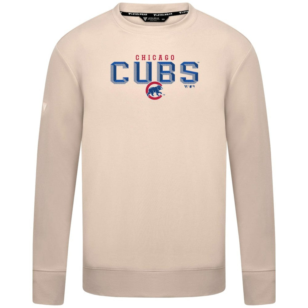 Chicago Cubs Levelwear Mandate Carve Tri-Blend Sweatshirt - Khaki - MLB Sale