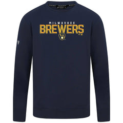Milwaukee Brewers Levelwear Mandate Carve Tri-Blend Sweatshirt - Navy - MLB on Sale