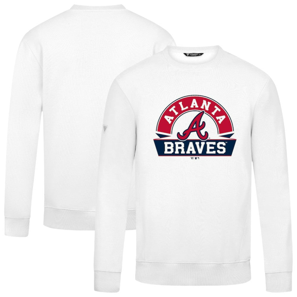 Atlanta Braves Levelwear Zane Banner Arch Sweatshirt - White - MLB Discount