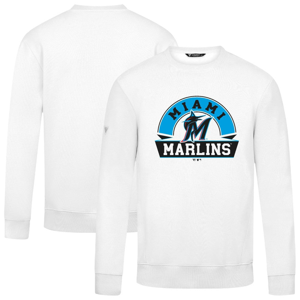 Miami Marlins Levelwear Zane Banner Arch Sweatshirt - White - MLB Lifestyle