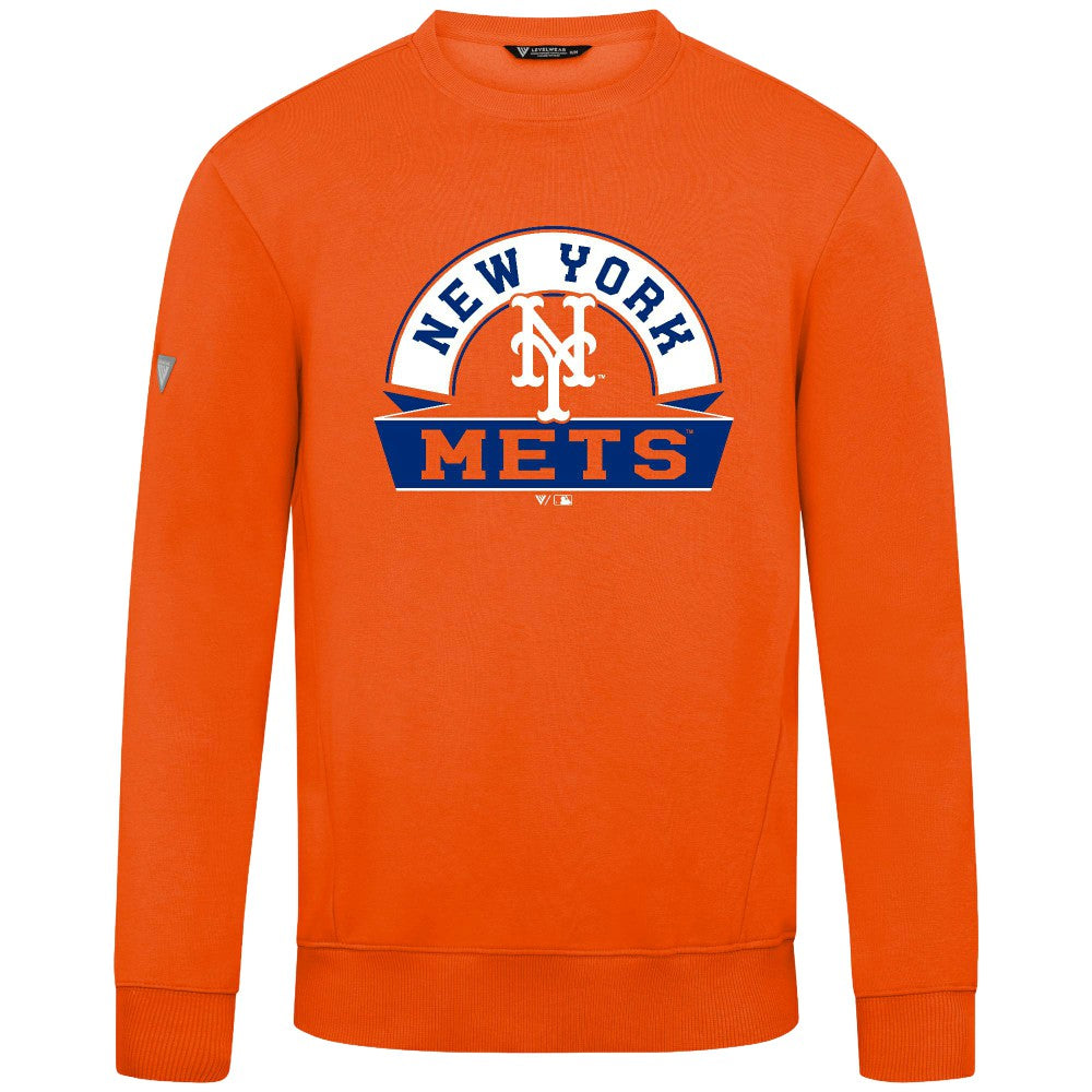New York Mets Levelwear Zane Banner Arch Sweatshirt - Orange - MLB on Sale