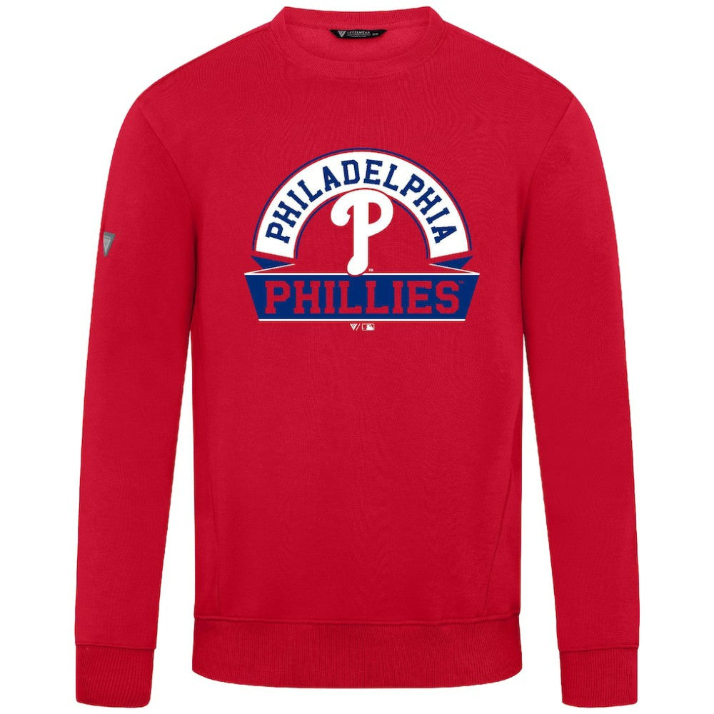 Philadelphia Phillies Levelwear Zane Banner Arch Sweatshirt - Red - MLB Discount