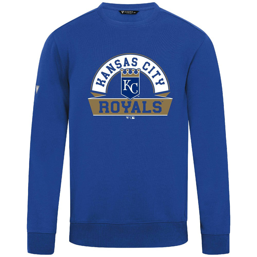 Kansas City Royals Levelwear Zane Banner Arch Sweatshirt - Royal - MLB on Sale