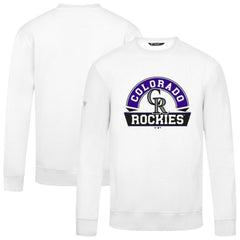 Colorado Rockies Levelwear Zane Banner Arch Sweatshirt - White - MLB Lifestyle
