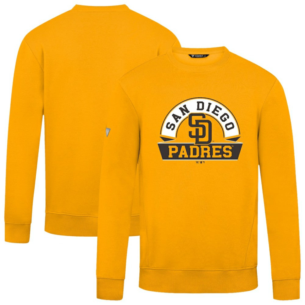 San Diego Padres Levelwear Zane Banner Arch Sweatshirt - Gold - MLB Lifestyle