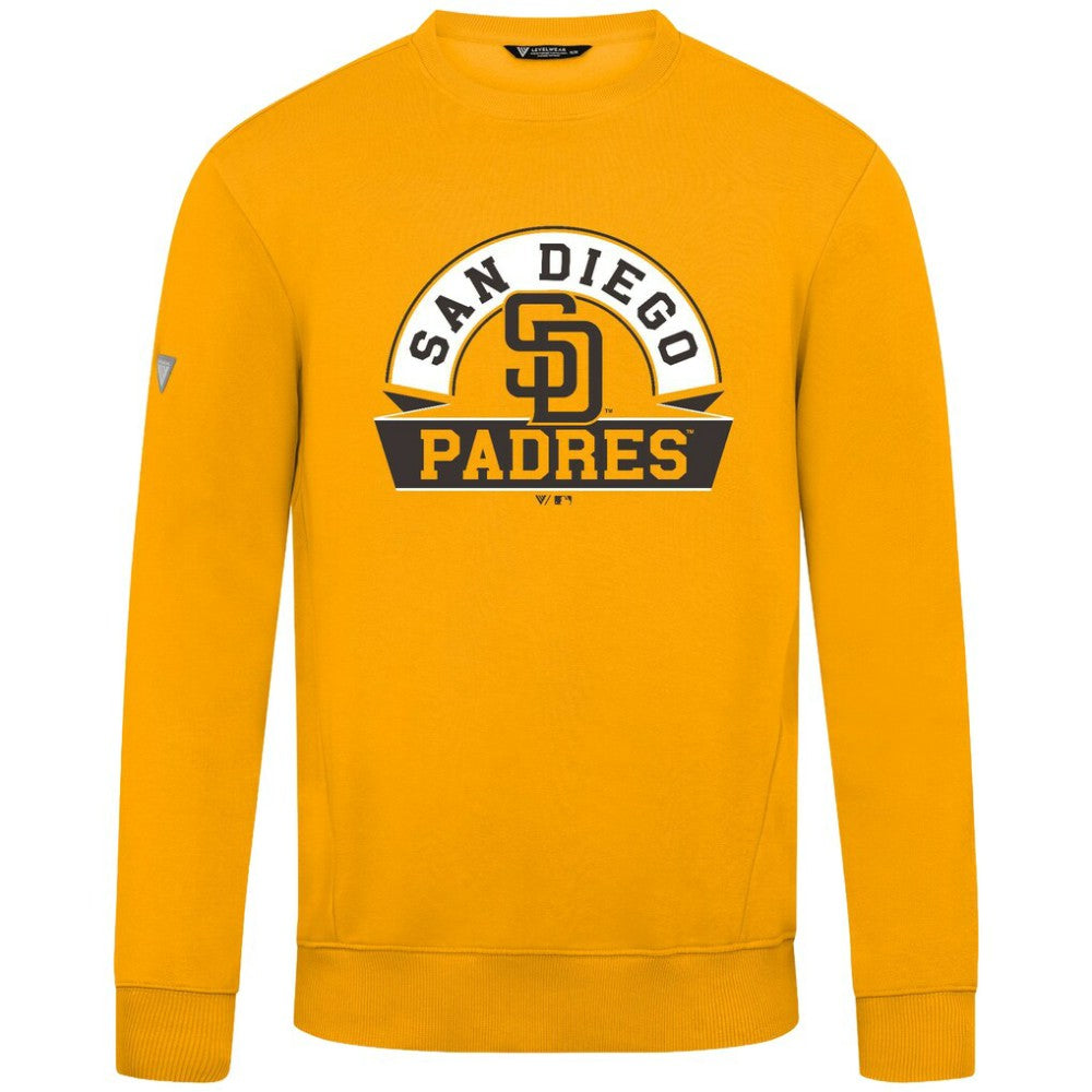 San Diego Padres Levelwear Zane Banner Arch Sweatshirt - Gold - MLB Lifestyle