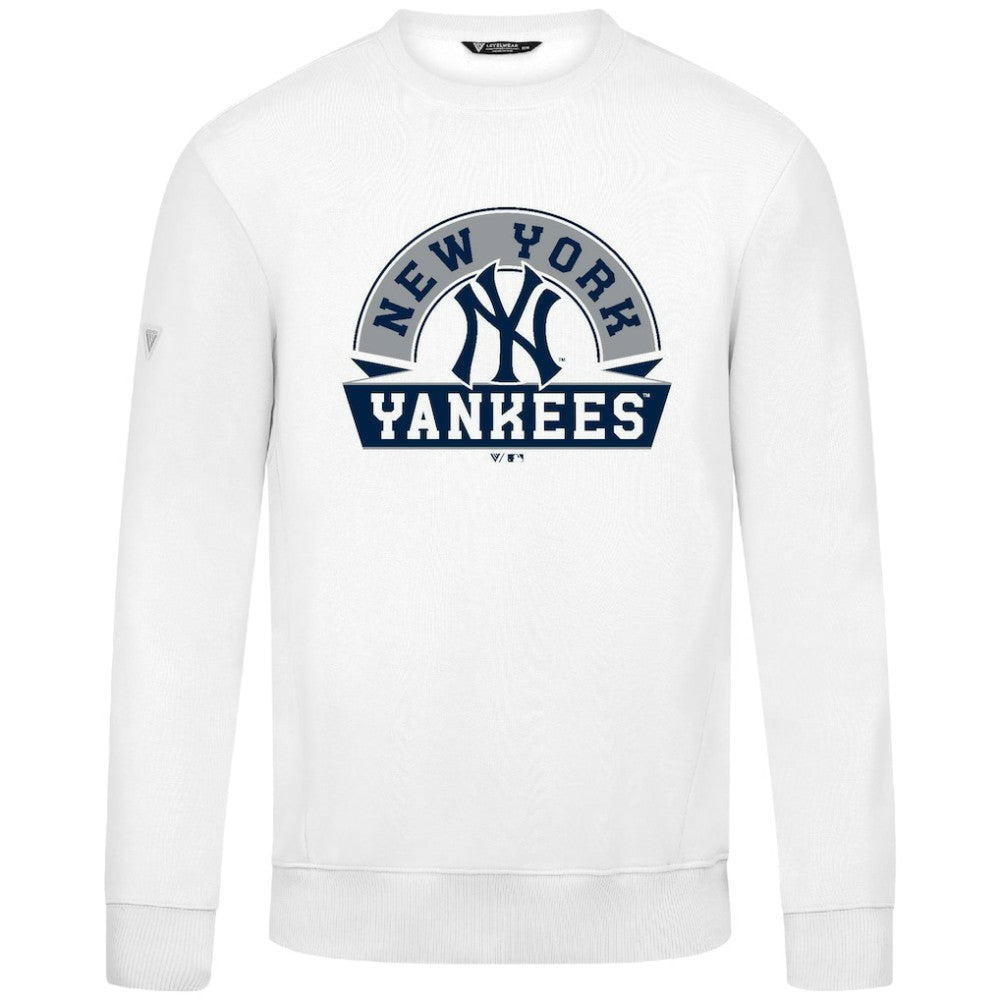 New York Yankees Levelwear Zane Banner Arch Sweatshirt - White - MLB on Sale