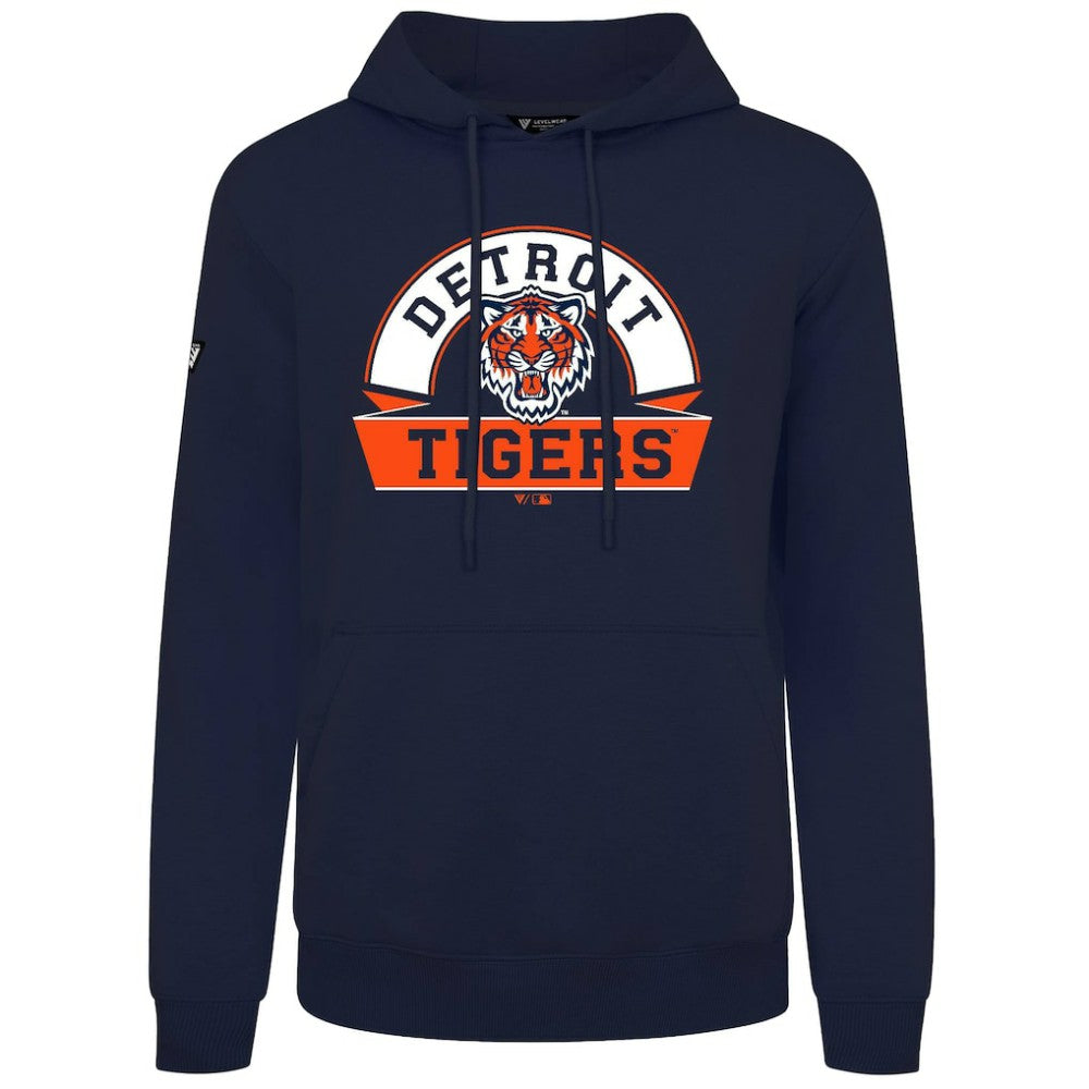 Detroit Tigers Levelwear Podium Banner Arch Hoodie - Navy - MLB on Sale