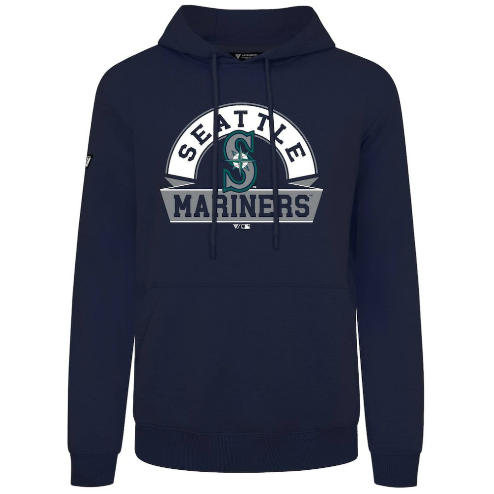 Seattle Mariners Levelwear Podium Banner Arch Hoodie - Navy - MLB on Sale