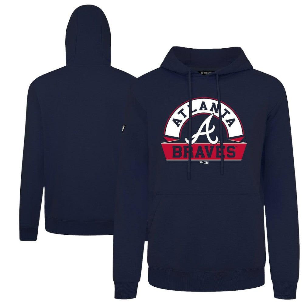 Atlanta Braves Levelwear Podium Banner Arch Hoodie - Navy - MLB on Sale